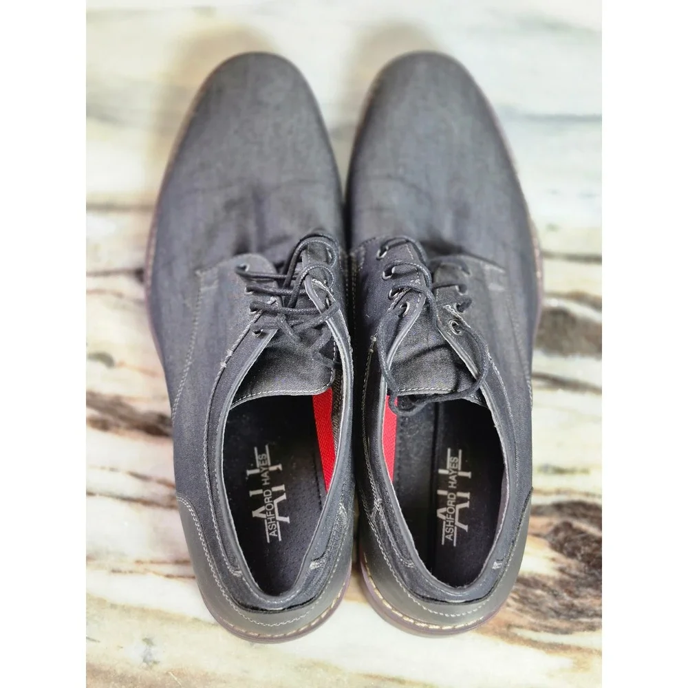 Ashford Hayes Reboot Mens 13M Charcoal Gray Denim Texture Lace Up Dress Shoes